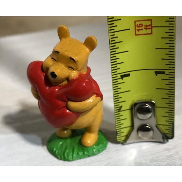 Disney Winnie The Pooh Miniature Figurine Holding Heart 1.5" Tall - Picture 2 of 6